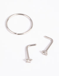 Surgical Steel Star Heart Nose Ring Pack - link has visual effect only