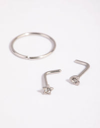 Surgical Steel Star Heart Nose Ring Pack - link has visual effect only