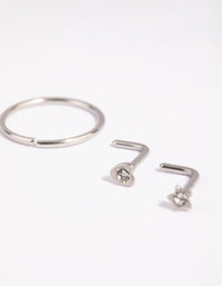 Surgical Steel Star Heart Nose Ring Pack - link has visual effect only