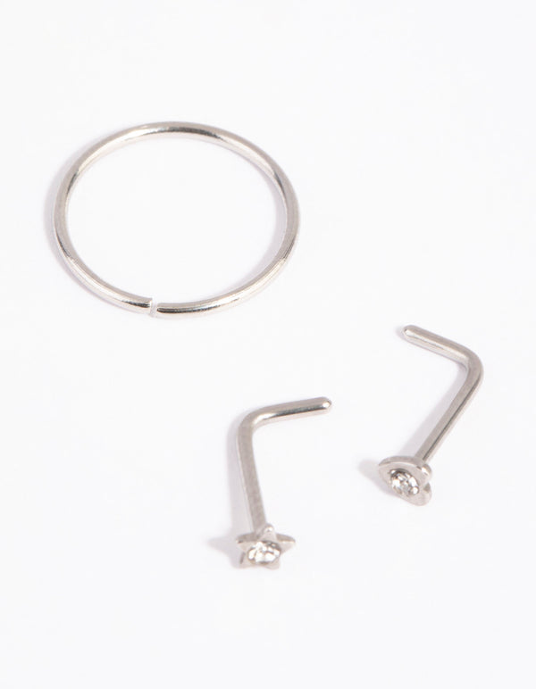 Surgical Steel Star Heart Nose Ring Pack