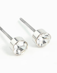 Silver Diamante Stud Earrings 2MM - link has visual effect only