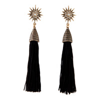 Black Antique Gold Star Stud Tassel Earrings - link has visual effect only