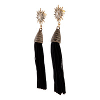 Black Antique Gold Star Stud Tassel Earrings - link has visual effect only