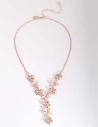 Rose Gold Acrylic & Diamante Flower Y Necklace - link has visual effect only