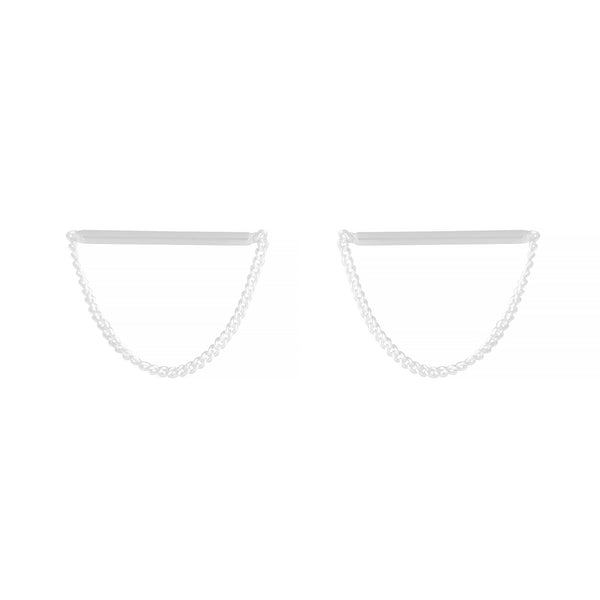 Sterling Silver Bar & Chain Stud Earrings