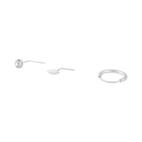 Sterling Silver Stud, Leaf & Hoop Pack - link has visual effect only