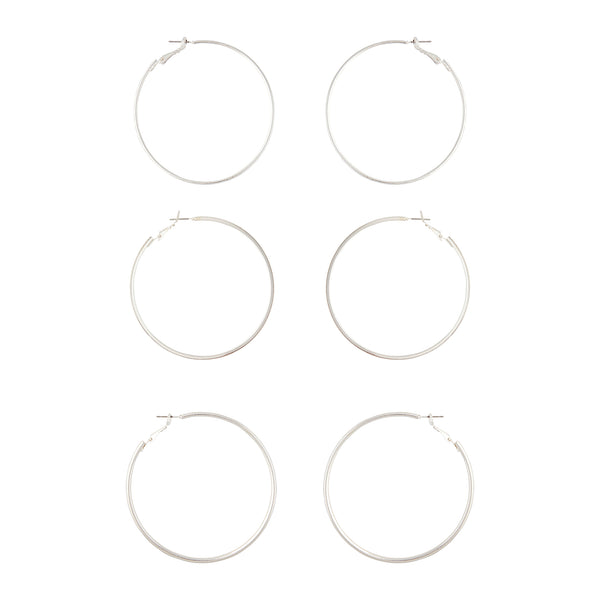 Silver Trio 60mm Hoop Earrings