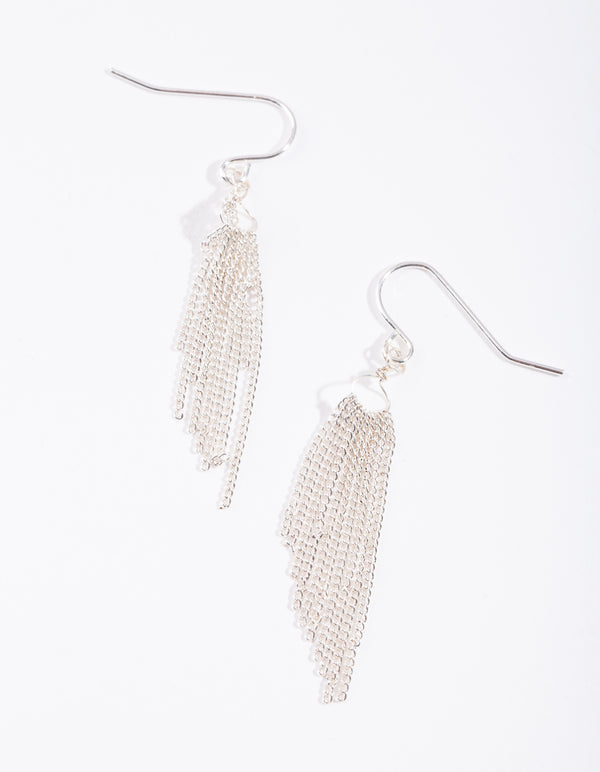 Silver Chain Tassel Drop Earrings