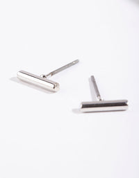 Rhodium Simple Bar Stud Earrings - link has visual effect only