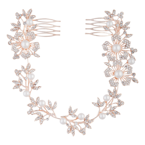 Rose Gold Floral & Diamante Hair Vine