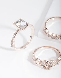 Rose Gold Chunky Engagement Ring Stack - link has visual effect only