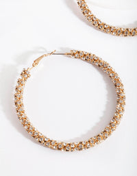 Rose Gold Large Cup Chain Diamante Hoop Earrings - link has visual effect only