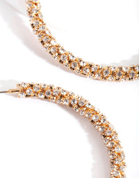 Rose Gold Large Cup Chain Diamante Hoop Earrings - link has visual effect only