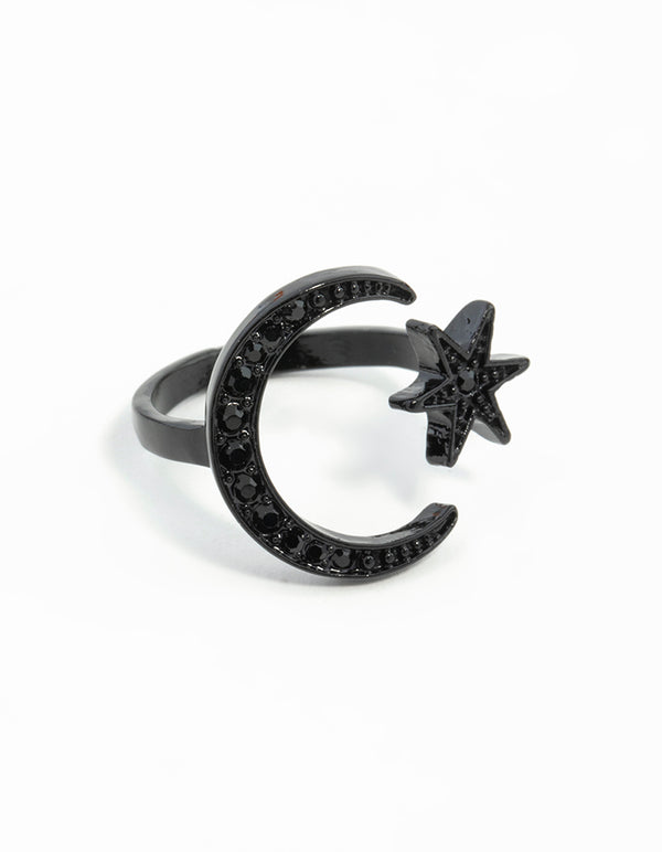 Black Star Moon Ring