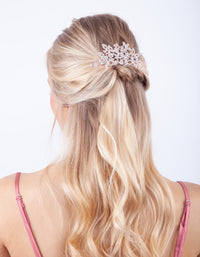 Rose Gold Crystal Floral Comb - link has visual effect only