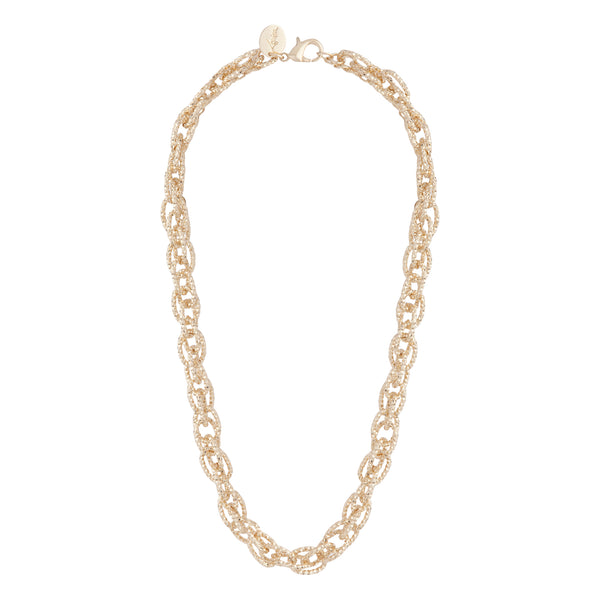 Gold Twisted Diamond Cut Chain Necklace