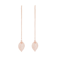 Rose Gold Filigree Leaf Thread Through Earrings - link has visual effect only