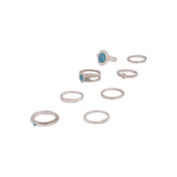 Silver Stackable Ring Turquoise 8-Pack - link has visual effect only