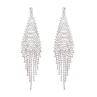 Silver Cup Chain Diamante Fringe Drape Earrings - link has visual effect only