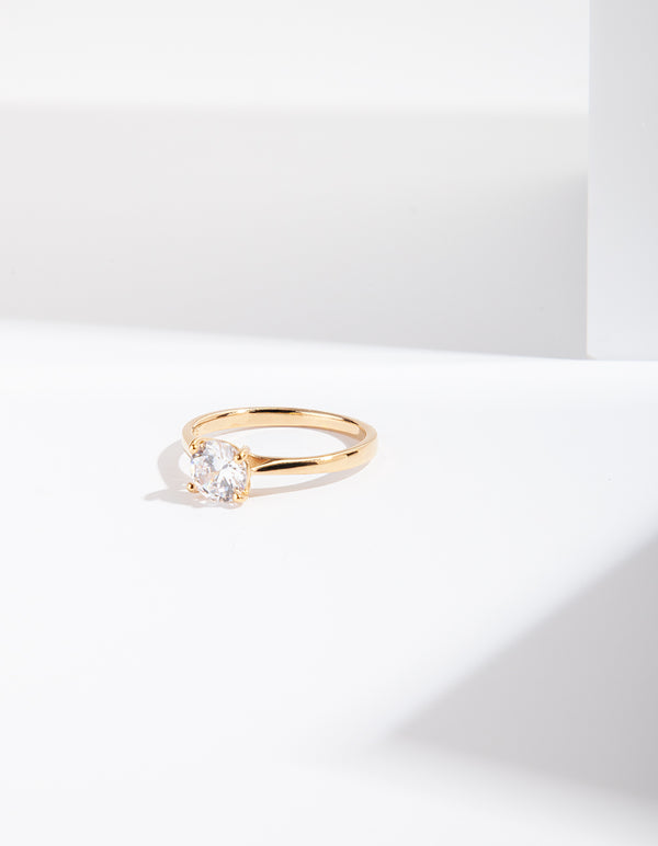 Gold Plated Sterling Silver Round Engagement Ring Lovisa