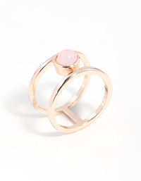 Rose Gold Double Band Centre Stone Ring - link has visual effect only