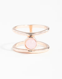 Rose Gold Double Band Centre Stone Ring - link has visual effect only