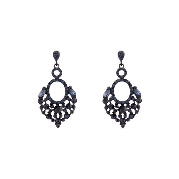 Midnight Blue Oval Drop Earrings