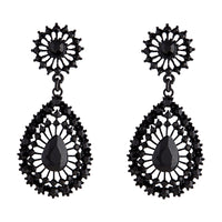 Black Vintage Stone Set Teardrop Earrings - link has visual effect only