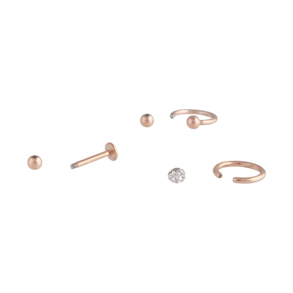 Rose Gold Diamante Ball Ring Pack