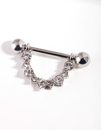 Surgical Steel Diamante Curve Nipple Bar - link has visual effect only