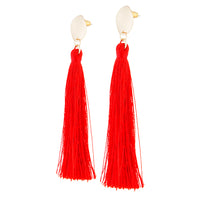 Red Gold Tassel Drop Disc Stud Earrings - link has visual effect only