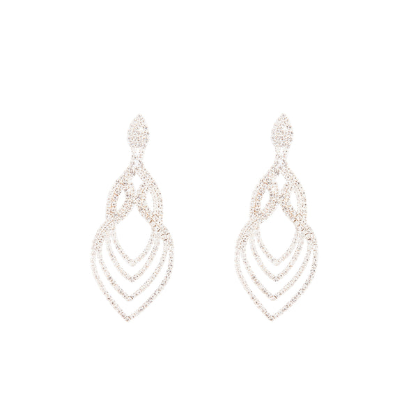 Silver Layered Tier Drop Earrings