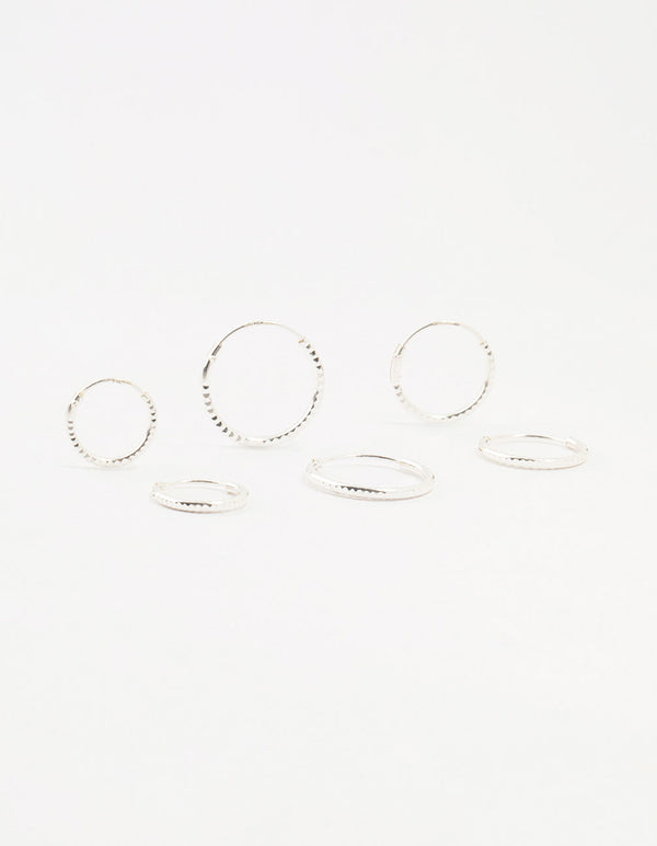 Sterling Silver Graduated Mini Hoop Pack