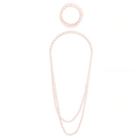 Pink Pearl Strand Long Bracelet Necklace Set - link has visual effect only