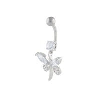 Surgical Steel Cubic Zirconia Butterfly Belly Bar - link has visual effect only