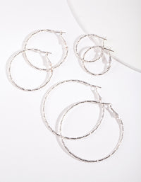 Silver Textured Hoop Earring Pack - link has visual effect only