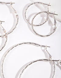 Silver Textured Hoop Earring Pack - link has visual effect only