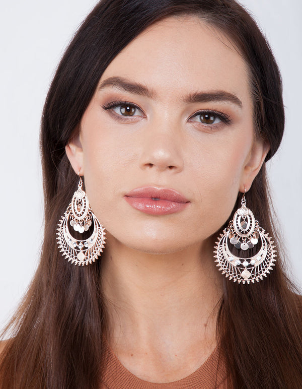 Rose gold boho earrings deals