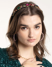 Fuzzy Multi-Coloured Jewel Headband - link has visual effect only