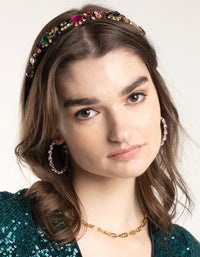 Fuzzy Multi-Coloured Jewel Headband - link has visual effect only