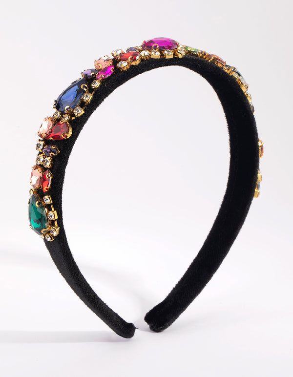 Fuzzy Multi-Coloured Jewel Headband