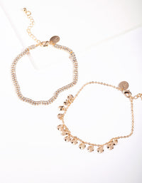 Gold Classic Diamante Chain Anklet Duet - link has visual effect only