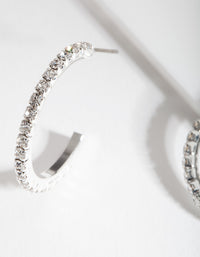 Silver Diamante Stud Hoop Earrings - link has visual effect only