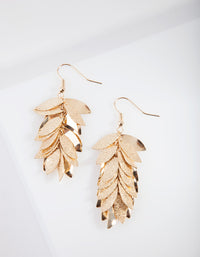 Gold Cluster Leaf Drop Earrings - link has visual effect only