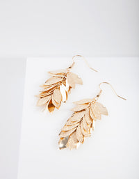 Gold Cluster Leaf Drop Earrings - link has visual effect only