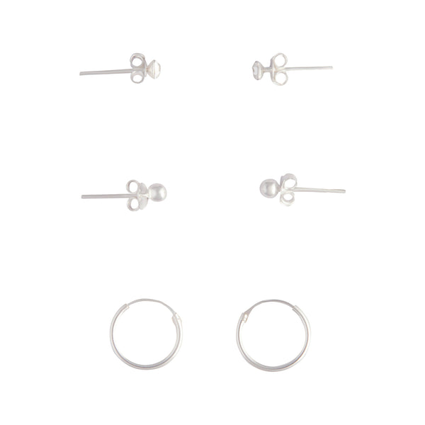 Sterling Silver Stud Diamante & Hoop Pack - Lovisa