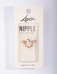 Rose Gold Surgical Steel Diamante Nipple Bar - link has visual effect only