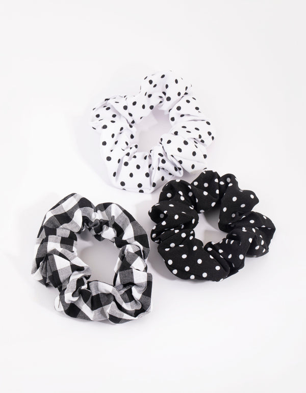 Monochrome Spot Check Scrunchie Pack