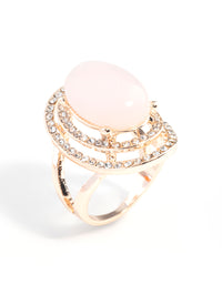 Rose Gold Pink Stone Diamante Ring - link has visual effect only