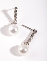 Silver Mini Dia&Pearl Drop Earrings - link has visual effect only